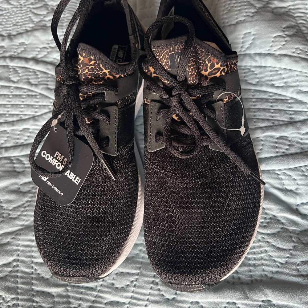 NWT New Balance Black and Leopard Print Sneakers